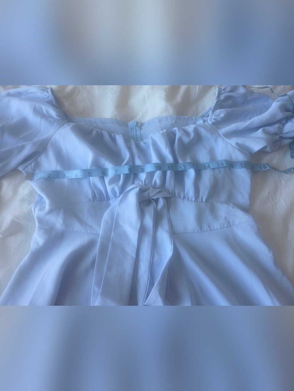 Light Blue Off-Shoulder Ruffle Mini Dress - Picture 4 of 4